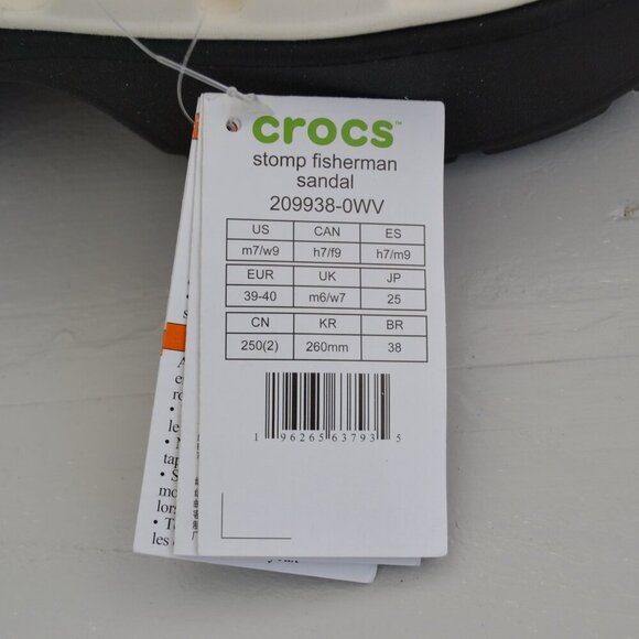 Crocs White Black Platform Sandals Women's 9 NWT Stomp Fisherman Shoes Summer - Picture 9 of 9